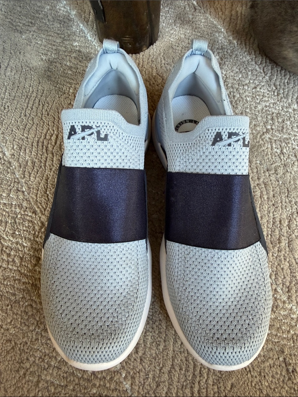 APL women’s TechLoom Bliss Slip-On Sneakers in gray and navy size 10 US
